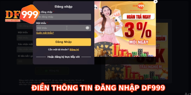 Điền thông tin theo hướng dẫn để đăng nhập vào tài khoản